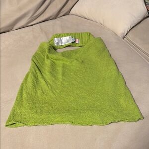 Free People Green Blouse with Relaxed Fit and High Neckline